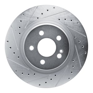 Mercedes-Benz GLS450 Brake Rotor (1) - Rear Left - R1 Concepts - Drilled & Slotted - Silver - `20-`26